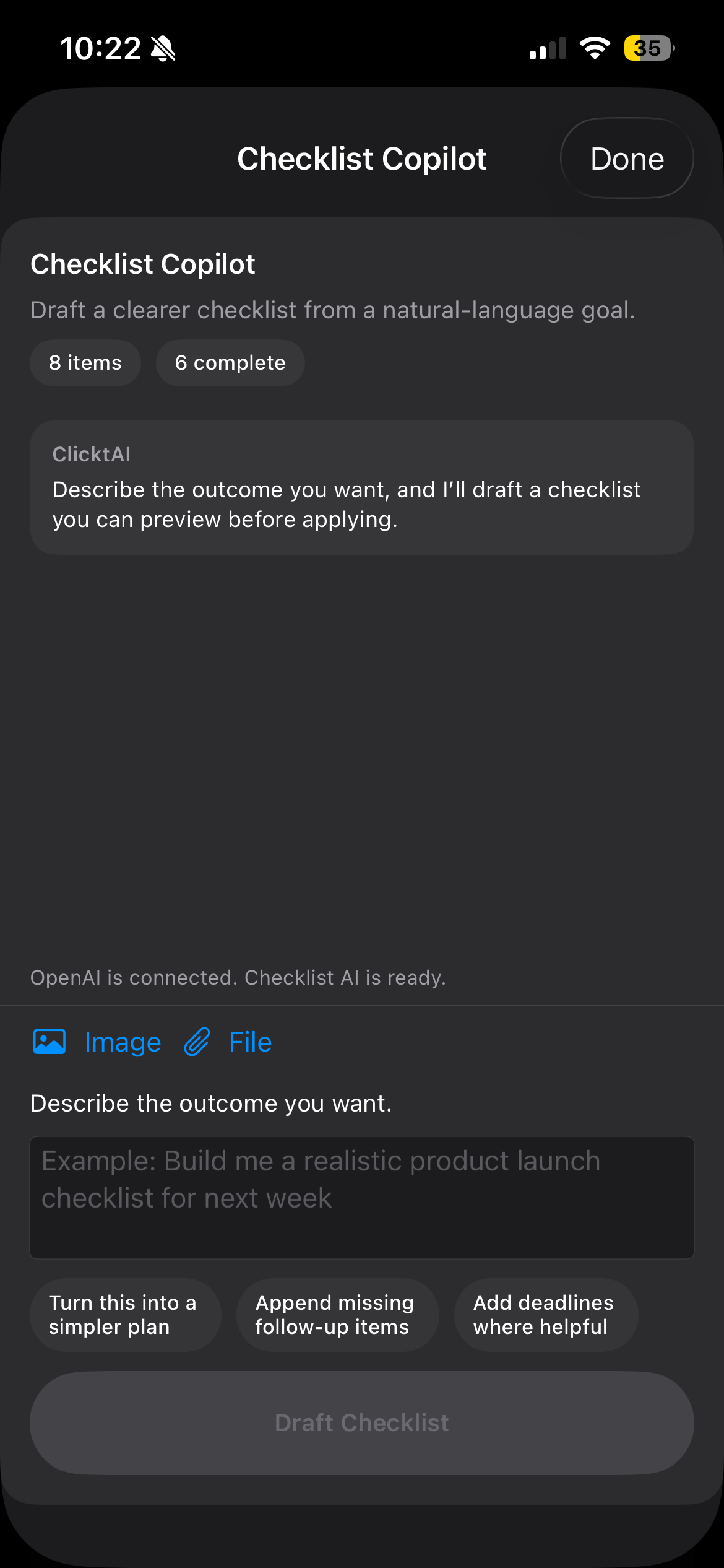 Temporary iOS placeholder for the Android ClicktAI screenshot